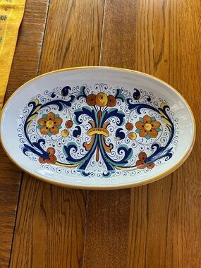 Nova Deruta Hand Painted Oval Center Piece Serving Plate Made in Italy EUC